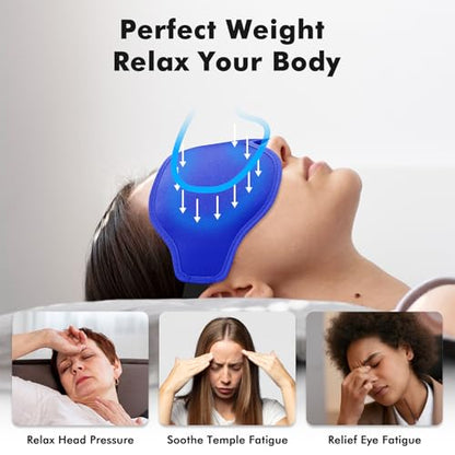 Sleep Eye Mask for Men Women, Weighted Sleeping Mask for Side Sleeper, Travel Blackout Night Blindfold Eye Shade Cover with Adjustable Strap (Sapphire) - color: Sapphire