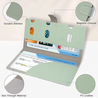 RSAquar Car Registration and Insurance Holder, Vehicle Glove Box Organizer Cool Car Accessories, Car Document Holder for Cards, Driver License & Essential Document, JD-Green - color: JD-Green