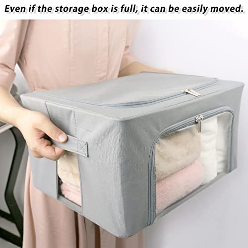 UUBEMM Clothes Storage Bins with Foldable Sturdy Frame,Stackable Storage Box for Closet Shelf Organizers for Seasonal Clothing,Blankets,Towel Bed Sheets,Toys Gift Others (Small -22L x3PACK, Grey) - size: Small -22L x3PACK