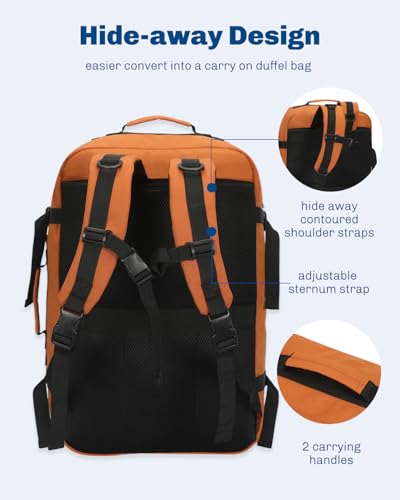 Hynes Eagle Carry on Backpack 38L Large Travel Backpack for Women Flight Approved Weekender Bag Laptop Backpack Men 15 inches Bronze - color: Bronze