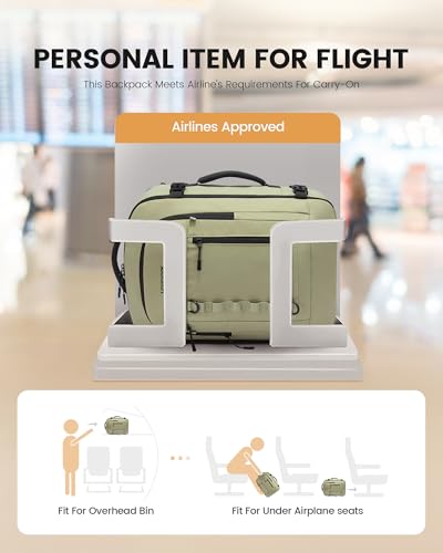 LOVEVOOK 50L Travel Backpack for Men Women, Waterproof Carry On Backpack for Work & Travel, Flight Approved Personal Item with 3 Packing Cubes, TSA Bag Fits 17.3" Laptop,Greyish green - color: Greyish Green, size: X-Large-50L-4Pcs