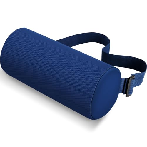 CushZone Lumbar Roll Support Pillow for Office Chair, Car, Gaming Chair, Memory Foam Back Cushion with Washable Cover for Relieving Back Pain & Improving Posture,Blue - color: Blue, size: Standard