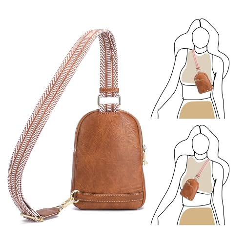 INICAT RFID Blocking Sling Bag, Anti Theft Crossbody Bag for Women Compact Travel Purses Leather - color: Brown Antitheft