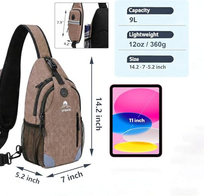 Sling Backpack for Women & Men, Crossbody Travel Bag with Water Bottle Holders, 17 Pockets, Quick-Access Phone Pocket, Hidden Security Pocket, Fits 11" Tablet, for Daily Carry, Travel, Theme Parks - color: F-dusty Pink