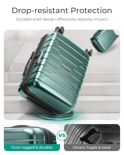 BAGSMART Carry On Luggage 22x14x9 Airline Approved with Spinner Wheels,Lightweight 20 Inch Luggage with TSA Lock,Expandable Hard Shell Carry On Suitcases for Men Women,Pine Green - color: Pine Green