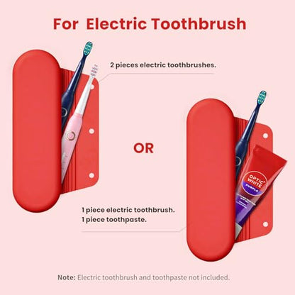 Silicone Electric Toothbrush Travel Case, Manual Toothbrush Travel Cover for Men and Women,Toothbrush Holder for Travel,Gym and More, Fits Most Manual and Electric Toothbrushes - Red - color: Red