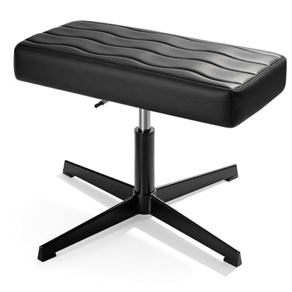 VECELO Under Desk Footrest, PU Ergonomic Foot Rest with Comfort Padding, Height Adjustable for Relieving Leg Pain, Stiffness, and etc, Black - color: Black
