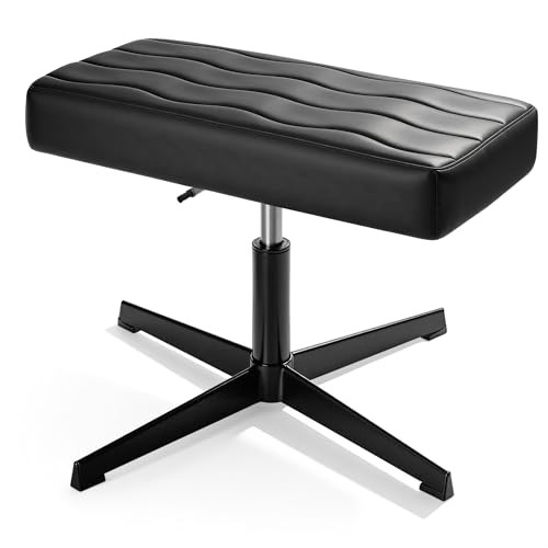 VECELO Under Desk Footrest, PU Ergonomic Foot Rest with Comfort Padding, Height Adjustable for Relieving Leg Pain, Stiffness, and etc, Black - color: Black