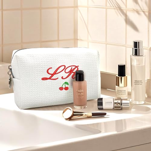 Personalized Cosmetic Bag Waffle Makeup Bag for Girls - Custom Travel Organizer Toiletry Bag with Embroidered Name - Personalized Bridesmaid gifts for Wedding - Gifts for Teen Girls Sister Friend