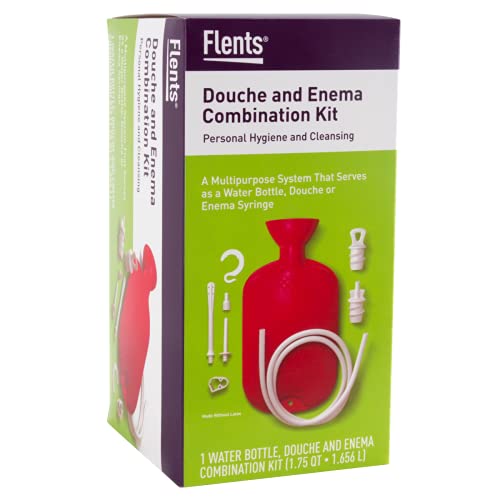 Flents Douche and Enema Combination Kit for Men and Women, Large Capacity, Multipurpose Cleaning System for Personal Hygiene, Colon Detox Cleanse, Made with Comfortable Material, Red (1.66 L) - size: 1.66 Liter + Enema Kit