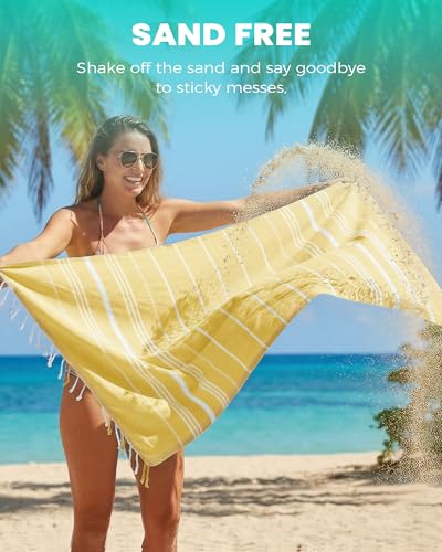 Turkish Beach Towels Vacation Essentials Quick Dry Sand Free Soft Absorbent Adult Oversized Bath Pool Swim Long Towel Lightweight Thin Fast Drying Over The Chair Towel Sand Repellent Anti Yellow - color: Thinner Yellow, size: 72 x 36 inch