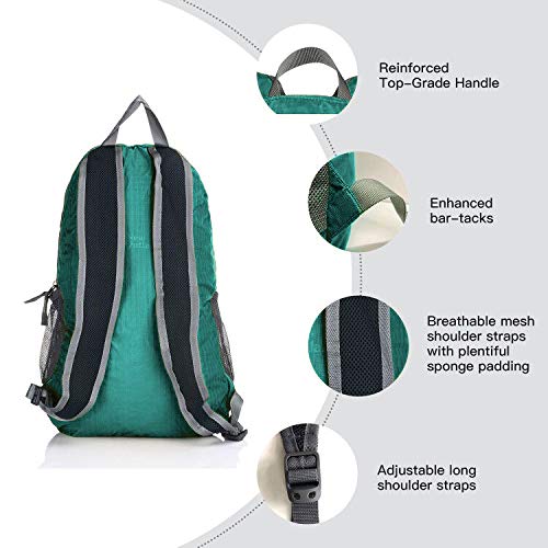 Outlander 20L/33L- Most Durable Packable Lightweight Travel Hiking Backpack Daypack (Dark Teal, 20L) - color: Dark Teal, size: 20L