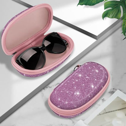 Fintie Sunglasses Case with Carabiner, Hard Shell Shockproof Sport Glasses Cases Travel Zipper Eyeglasses Holder (Glittering Purple) - color: Glittering Purple