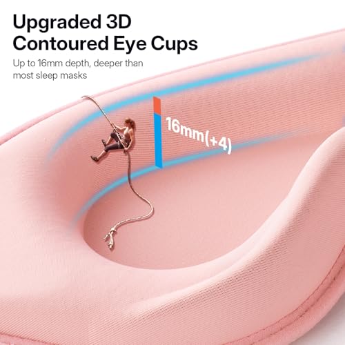 LitBear Long Lash Sleep Mask for Women Men Side Sleeper, 3D Contoured Light Blocking Sleeping Mask, Soft Comfortable Eye Mask Sleep with Adjustable Strap, Pouch for Travel, Pink - color: Pink