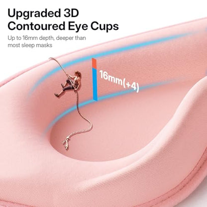 LitBear Long Lash Sleep Mask for Women Men Side Sleeper, 3D Contoured Light Blocking Sleeping Mask, Soft Comfortable Eye Mask Sleep with Adjustable Strap, Pouch for Travel, Pink - color: Pink