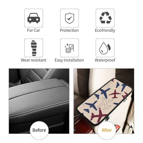 Aircraft Airplane Flying Universal Center Console Armrest Cover Pad Car Armrest Protector for Most Cars, Suvs & Trucks, Cushion with Easy Installation