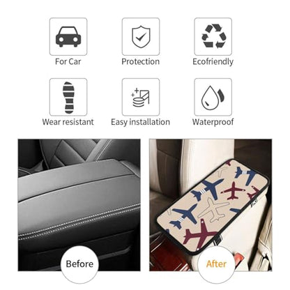 Aircraft Airplane Flying Universal Center Console Armrest Cover Pad Car Armrest Protector for Most Cars, Suvs & Trucks, Cushion with Easy Installation