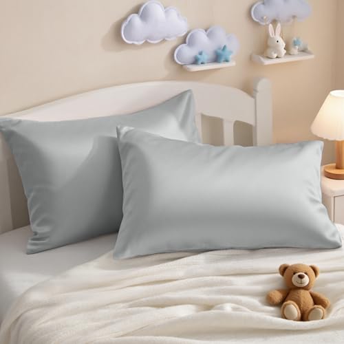NTBAY Egyptian Cotton Toddler Pillowcases - Set of 2 - Travel Pillow Cases - 500 Thread Count Cotton 13x18 Pillow Covers - Envelope Closure Nursery Pillowcases, 13x18 Inches, Light Grey - color: Light Grey