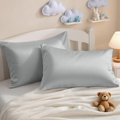 NTBAY Egyptian Cotton Toddler Pillowcases - Set of 2 - Travel Pillow Cases - 500 Thread Count Cotton 13x18 Pillow Covers - Envelope Closure Nursery Pillowcases, 13x18 Inches, Light Grey - color: Light Grey