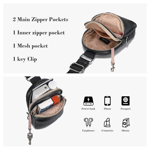 INICAT Anti Theft Crossbody Bags for Women Travel Small Sling Bag Fanny Packs Cross Body Purses Everyday - color: Black Antitheft, size: Large