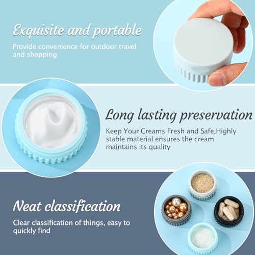 Maxcheck 4 Pcs Travel Containers for Toiletries 0.68 Oz/20 ml Small Silicone Cream Jar with Lid Mini Leakproof Lotion Jar Refillable Travel Cosmetic Container for Face Body Skin Cream (Black and Gray) - color: Black and Gray