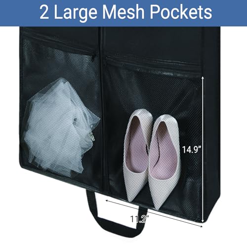 2 Pack 65" Long Garment Bags for Dress Travel Garment Bag with 4" Gusseted Wedding Dress Cover with 2 Mesh Pockets and 2 Carry Handles(Black) - size: 65" 2Pack
