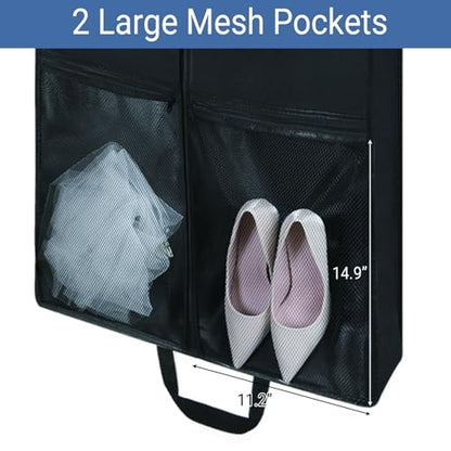 2 Pack 65" Long Garment Bags for Dress Travel Garment Bag with 4" Gusseted Wedding Dress Cover with 2 Mesh Pockets and 2 Carry Handles(Black) - size: 65" 2Pack