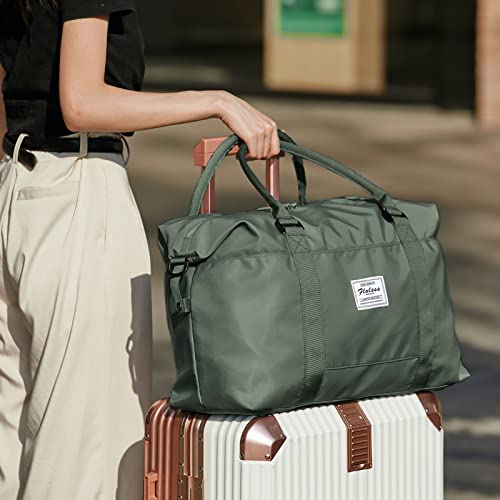 Travel Gym Bag for Women, LANBX Tote Bag Carry on Luggage Sport Duffle Weekender Overnight Bags with Wet Pocket (B-Olive Green) - color: B-Olive Green