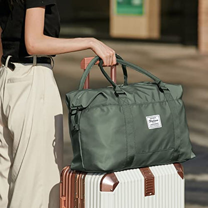 Travel Gym Bag for Women, LANBX Tote Bag Carry on Luggage Sport Duffle Weekender Overnight Bags with Wet Pocket (B-Olive Green) - color: B-Olive Green