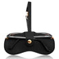 FEISEDY Soft Leather Sunglass Case-Slim Portable Glasses Holder with Button-Closure Wrist Strap for Travel & Outdoor B0308 - color: Black