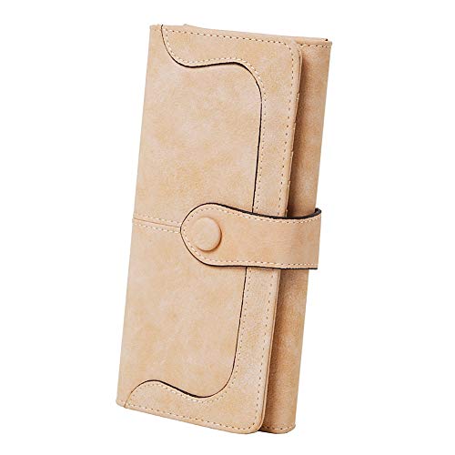 Women's Vegan Leather 17 Card Slots Card Holder Long Big Bifold Wallet - color: Pink