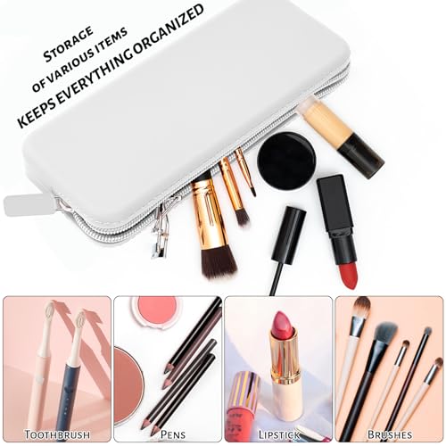 Sakolla Travel Makeup Brush Holder, Silicone Makeup Brush Bag with Zipper Closure, Makeup Brushes Organizer Case Washable Makeup Pouch Holder Case for Daily, Work, Essentials（White） - color: Regular White