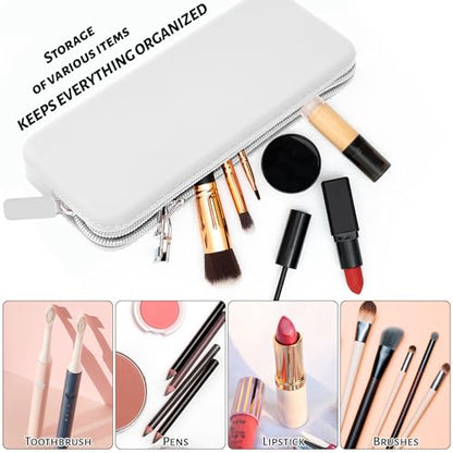 Sakolla Travel Makeup Brush Holder, Silicone Makeup Brush Bag with Zipper Closure, Makeup Brushes Organizer Case Washable Makeup Pouch Holder Case for Daily, Work, Essentials（White） - color: Regular White