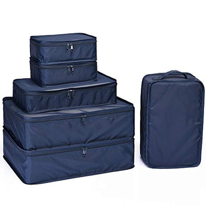 JJ POWER Travel Packing Cubes, Luggage Organizers with Shoe Bag - color: Navy Blue