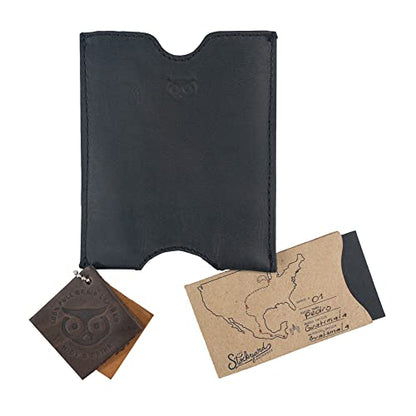 Hide & Drink, Travel Passport Pocket Sleeve Handmade from Full Grain Leather - Charcoal Black - color: Charcoal Black