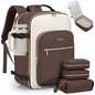 LOVEVOOK 50L Travel Backpack for Women & Men, Airline Approved Carry On Luggage with 3 Packing Cubes, TSA Overnight Bags, Waterproof Personal Item Bag, Weekender Essentials Backpacks fits 17" Laptop - color: Coffee-beige-black, size: X-Large