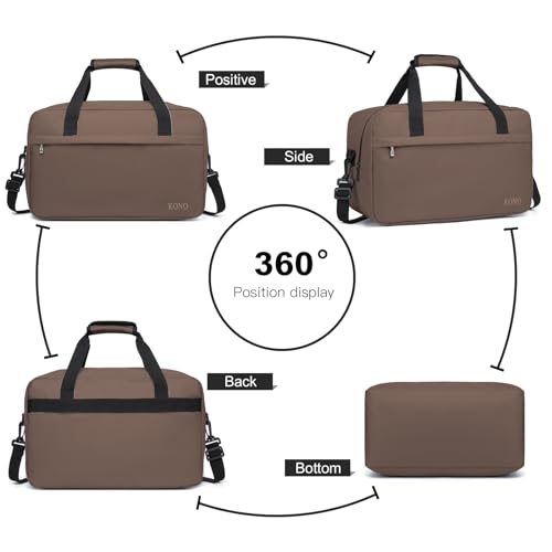 Kono Travel Duffel 20L Under Seat Carry-On Sports Tote Gym Weekender Overnight Bag - Brown, 15.75"x9.84"x7.87" - color: Brown, size: M(15.75in x 9.84in x 7.87in)-20L