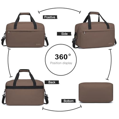 Kono Travel Duffel 20L Under Seat Carry-On Sports Tote Gym Weekender Overnight Bag - Brown, 15.75"x9.84"x7.87" - color: Brown, size: M(15.75in x 9.84in x 7.87in)-20L