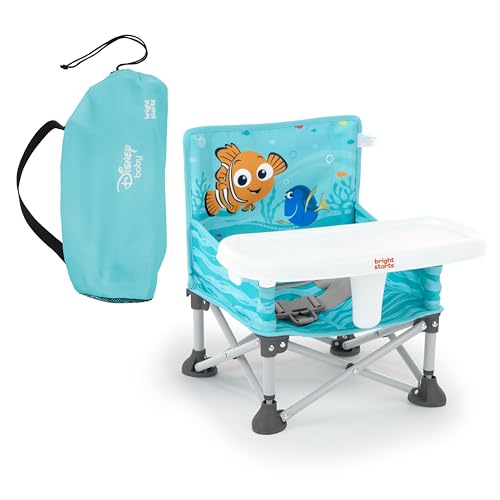 Bright Starts Disney Finding Nemo Pop 'N Sit Portable Booster, Indoor/Outdoor Use, Floor Seat with Feeding Tray, 6 Mos - 3 Yrs - color: Disney Nemo, size: 1 Count (Pack of 1)