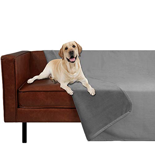 Ameritex Pet Bed Blanket Reversible 100% Waterproof Velvet Super Soft for Sofa and Bed (40x60 Inches, Light Grey+Grey) - color: Light Grey+grey, size: 40x60 Inches