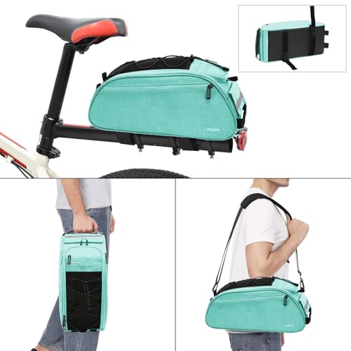 MOSISO Bike Rack Bag, Waterproof Bicycle Trunk Pannier Rear Seat Pouch Cycling Bike Carrier Backseat Storage Luggage Saddle Shoulder Bag - color: Turquoise