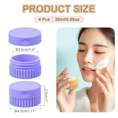 uxcell 4pcs Travel Containers for Toiletries, 0.68oz 20ml Small Silicone Cream Jars Leak-proof Travel Essentials with Lid for Cosmetic Body Skin Cream, Blue Purple - color: Blue Purple