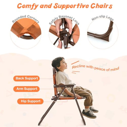 HONEY JOY Kids Picnic Table, Animal Themed Toddler Outdoor Table and Chair Set, 2 Folding Chairs & Removable Umbrella, Children Outdoor Furniture for Backyard Patio Garden (Brown Monkey) - color: Brown Monkey