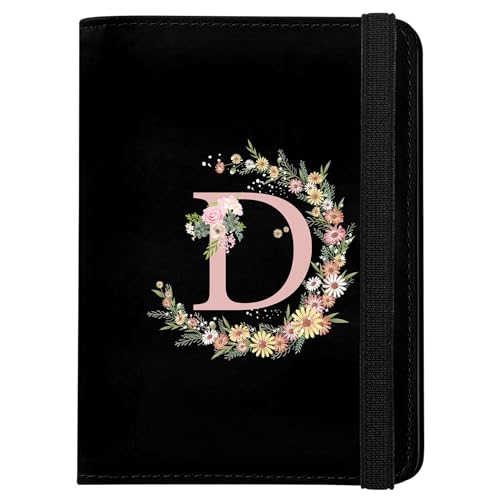 Cute Passport Holder and Holder Combo Passport Cover with RFID Blocking Women Men Compatible Wallet Credit Card Protector（Initial Monogram-D） - color: Black-D