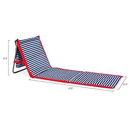 PICNIC TIME Beachcomber Portable Lounger - Soft Beach Mat & Chair - Blue Pinstripe - color: Blue Pinstripe