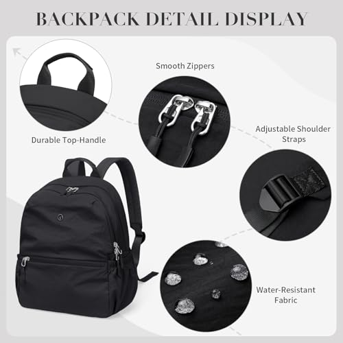 GOLF SUPAGS 13L Mini Backpack Lightweight Nylon Daypack for Women, Small City Pack, Versatile Ladies Backpack for Shopping & Travel, Black - color: Black, size: 13 Liters