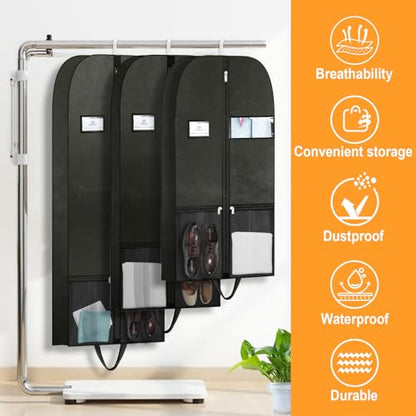 Travel Garment Suit Bag for Hanging Clothes 54", Suit bags for Closet Storage with Pockets Gusseted Garment bag for Men Suits Shirts Tuxedos Dresses Coats, Suit Cover Bags With Handles and Zipper - size: 54" 1PK