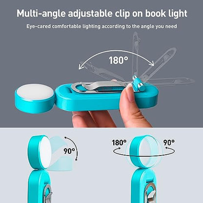 VAVOFO USB Rechargeable Book Light, Blue Light Blocking, Amber Light Clip On Bookmark Shaped Reading Light, Eye Care 6 LEDs Book Light for Bookworms Reading in Bed with 9 Lighting Modes (Blue) - color: Blue