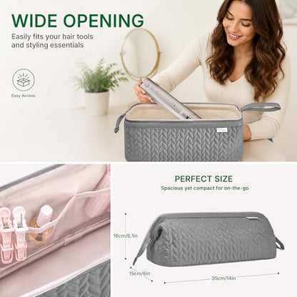 KarSyon Shark Flex Style Case for Dyson Airwrap Hair Dryer Brush Revlon Hair Tools Travel Bag Carrying Case Flat Curling Iron Organizer (Grey) - color: Grey