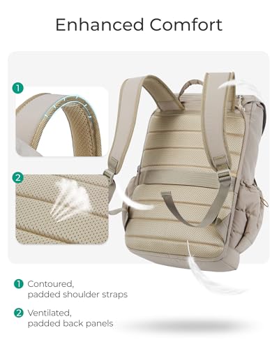BAGSMART College Laptop Backpack, Opening Travel Backpack for Women, Outdoor Backpack for 15.6 Inch Laptop, Camel - color: Camel
